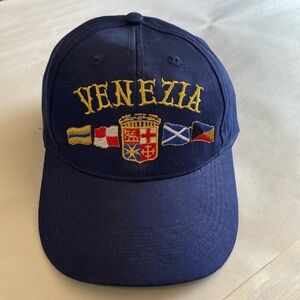 VENEZIA ITALIA Ball Cap cotton snap back Navy blue Gold embroidery Flags